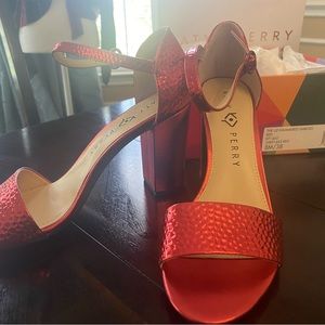 Katy Perry Liz hammered embossed red heels